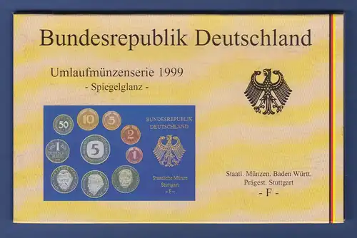 Bundesrepublik DM-Kursmünzensatz 1999 F Polierte Platte PP