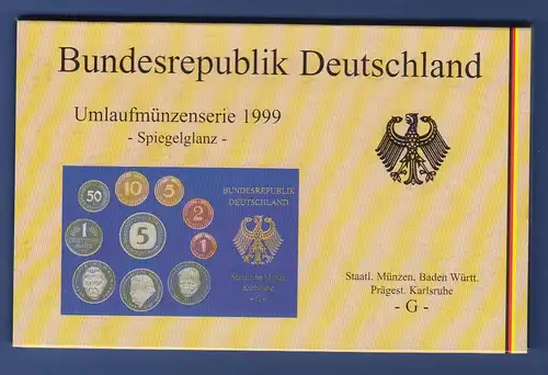 Bundesrepublik DM-Kursmünzensatz 1999 G Polierte Platte PP