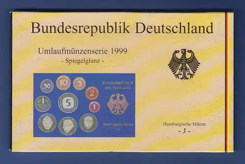 Bundesrepublik DM-Kursmünzensatz 1999 J Polierte Platte PP