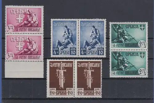 Dt. Besetzung 2.WK Serbien 1943  Mi.-Nr. 86-89 ** Kriegsinvaliden Paar-Satz **