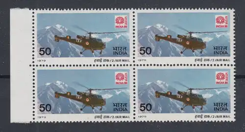 Indien 1979 Sondermarke Helikopter Chetak Mi.-Nr. 797 Viererblock **
