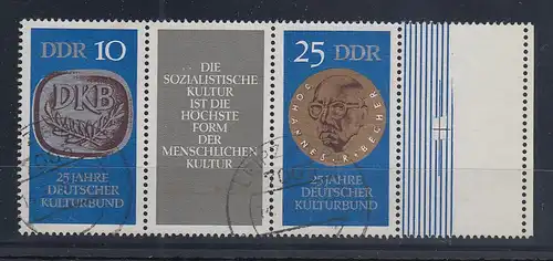 DDR 1970 Kulturbund Zusammendruck mit Leerfeld Mi.-Nr. WZd 230 L echt gestempelt