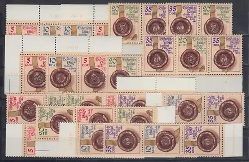 DDR 1984 Histor. Siegel Mi.-Nr. 2884-87 kpl. Garnitur 16 Zusammendrucke **
