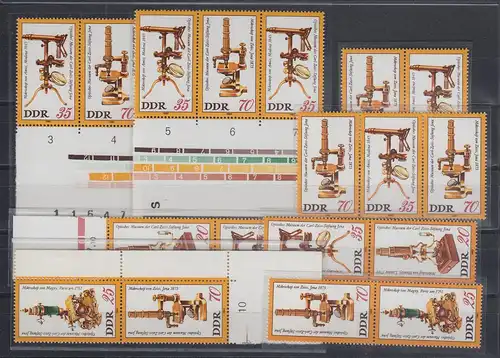 DDR 1980 Mikroskope Mi.-Nr. 2534-2537 kpl. Garnitur 16 Zusammendrucke **