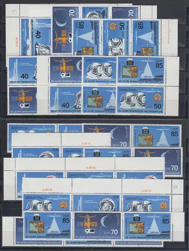 DDR 1986 Raumfahrt Mi.-Nr. 3005-3008 kpl. Garnitur 16 Zusammendrucke **