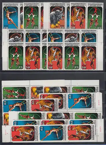 DDR 1985 Zirkuskunst Mi.-Nr. 2983-2986 kpl. Garnitur 16 Zusammendrucke **