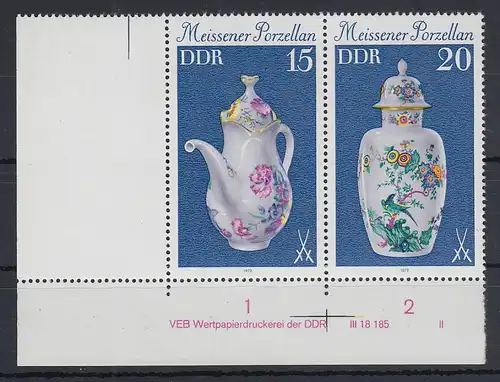 DDR 1979 Meissener Porzellan Zusammendruck W Zd 427 DV mit Druckvermerk  **
