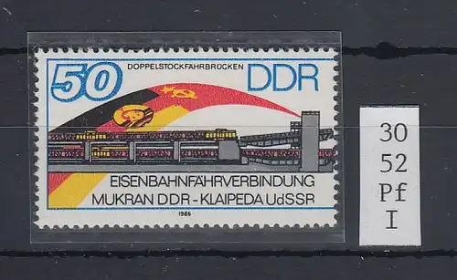 DDR 1986 Fährverbindung 50 Pfg. Mi.-Nr. 3052 mit Plattenfehler R verkürzt **