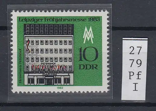 DDR 1983 Frühjahrsmesse 10 Pfg. Mi.-Nr. 2779 mit Plattenfehler Hauswand offen **