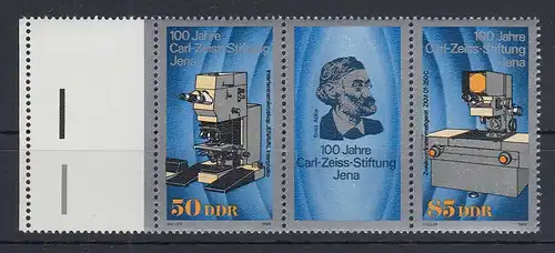 DDR 1989 Karl Zeiss Mi.-Nr. 3252-53 Zusammendruck mit Leerfeld links **