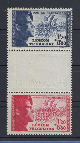 Frankreich 1942 Légion Tricolore Mi.-Nr. 576-77 Satz 2 Werte Zwischenstegpaar **