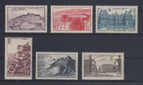 Frankreich 1945 Freimarken Landschaften Mi.-Nr. 756-762 Satz 6 Werte **