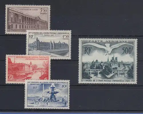 Frankreich 1947 Weltpostkongress Paris Mi.-Nr. 778-782 Satz 5 Werte **