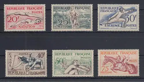 Frankreich 1953 Freimarken Sport  Mi.-Nr. 978-983 Satz 6 Werte **