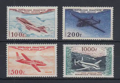 Frankreich 1954 Flugpostmarken Flugzeuge Mi.-Nr. 987-990 Satz 4 Werte **