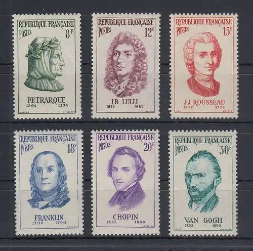 Frankreich 1956 Persönlichkeiten Mi.-Nr. 1110-1115 Satz 6 Werte **
