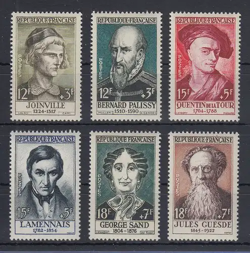 Frankreich 1957 Persönlichkeiten Mi.-Nr. 1136-1141 Satz 6 Werte **