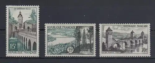 Frankreich 1957 Freimarken Landschaften Mi.-Nr. 1145-1147 Satz 3 Werte **