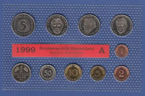 Bundesrepublik DM-Kursmünzensatz 1999 A stempelglanz