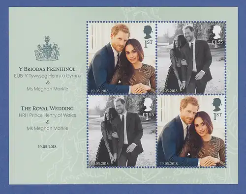 Großbritannien 2018 Hochzeit Prince Henry & Meghan Markle Blockausgabe  ** 