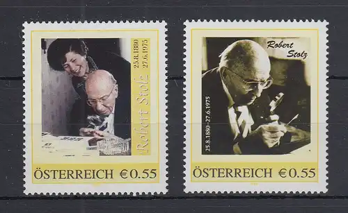 Österreich Briefmarken auf Privatbestellung Robert Stolz Philatelist 2 Werte **