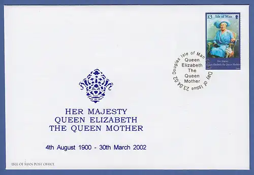 Isle of Man Ersttagsbrief / FDC 2002 Mi.-Nr. 966 Tod von Königinmutter Elisabeth