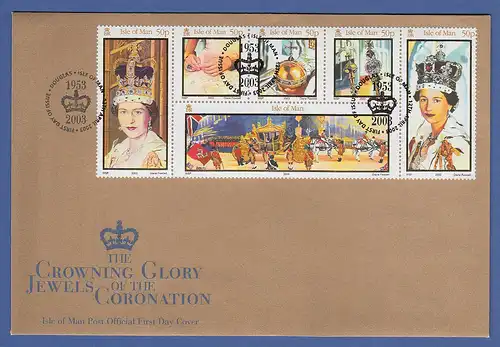 Isle of Man Ersttagsbrief / FDC 2003 Mi.-Nr. 1045-50 Krönung Königin Elisabeth  