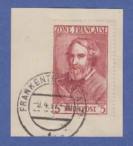 Französische Zone 1946 5 Mark Heinrich Heine Mi.-Nr. 13 gest. gepr. Schlegel
