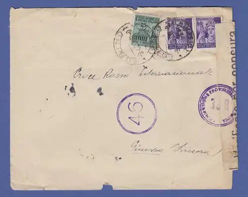 Italien April 1945 interessanter Zensur-Brief von Turin nach Genf (Schweiz)
