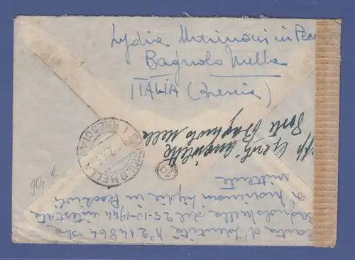 Italien Februar 1945 interess. Zensur-Retour-Brief von Bagnolo nach Deutschland