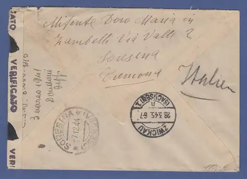 Italien März 1945 interess. Zensur-Retour-Brief von Cremona nach Deutschland