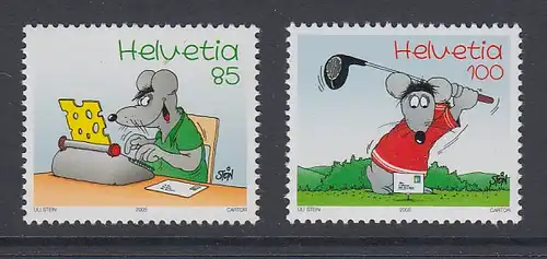 Schweiz 2005 Briefmarken Freche Maus von Uli Stein Mi.-Nr. 1915-16 Satz 2 Werte 