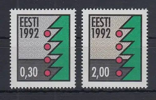 Estland Weihnachten 1992 Papier fluoresz. Mi.-Nr. 195-196 y Satz 2 Werte **