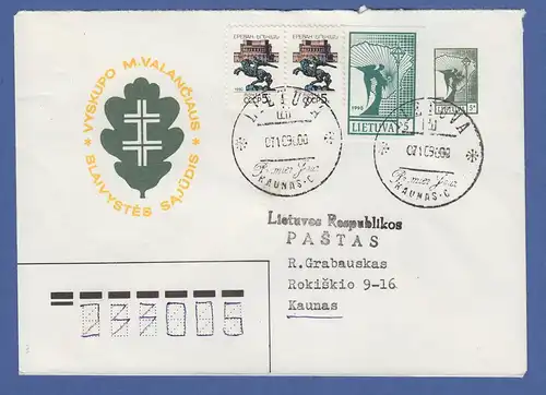 Litauen 1990 Freimarke Friedensengel 5K Mi.-Nr. 457 in MIF auf FDC 