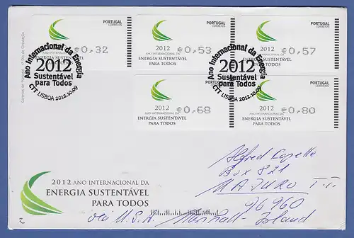 Portugal ATM 2012 Mi.-Nr. 80.2 Satz 32-53-57-68-80 auf FDC -> Marschall-Inseln