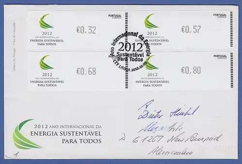 Portugal ATM 2012 Mi.-Nr. 81.1 Satz 32-57-68-80 auf FDC nach Deutschland