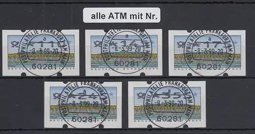 Deutschland ATM Mi.-Nr. 2.2.3 Satz 5 Werte 110-145-175-245-355 ET-O alle mit Nr.
