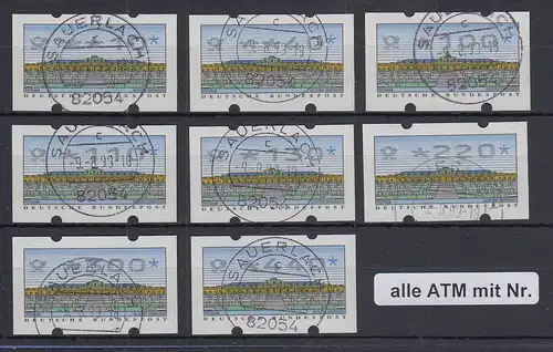 Deutschland ATM Mi.-Nr. 2.2.3 Tastensatz TS1 8 Werte 10-440 mit Nr. O SAUERLACH 