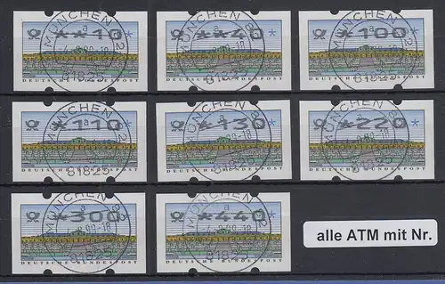 Deutschland ATM Mi.-Nr. 2.2.3 Tastensatz TS1 8 Werte 10-440 mit Nr. O MÜNCHEN82 