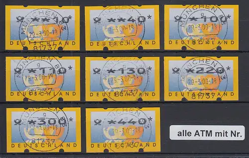 ATM Deutschland Posthörner Mi.-Nr. 3.2 Tastensatz TS1 8 Werte 10-440 mit Nr. O