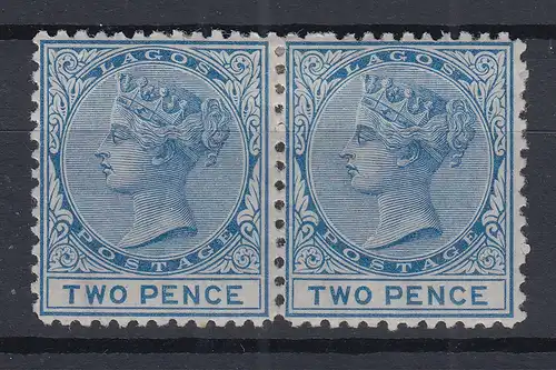 Lagos (heute Nigeria)  Mi.-Nr. 2A waagerechtes Paar ungebraucht *