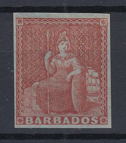 Barbados 1855 sitzende Britannia Mi.-Nr. 3x sauber ungebraucht