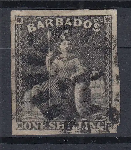 Barbados 1858 sitzende Britannia Mi.-Nr. 5 sauber gebraucht