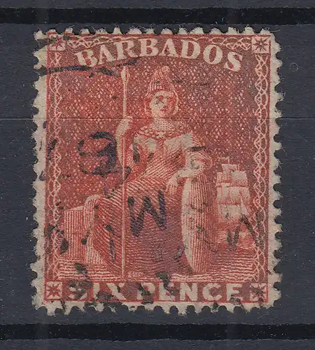 Barbados 1872 sitzende Britannia Mi.-Nr. 19C sauber gestempelt