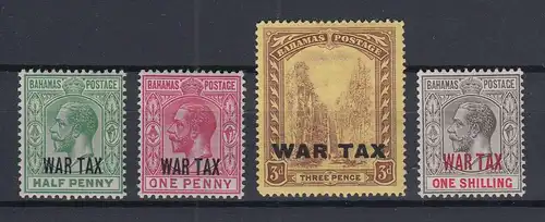 Bahamas 1918 Kriegssteuer WAR TAX  4 Werte aus Mi.-Nr. 58-62 ungebraucht *