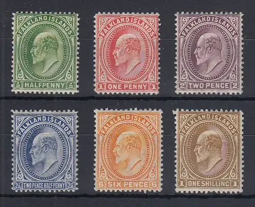 Falklandinseln 1904 Edward VII. Mi.-Nr. 17-22 X  Teilsatz ungebraucht *