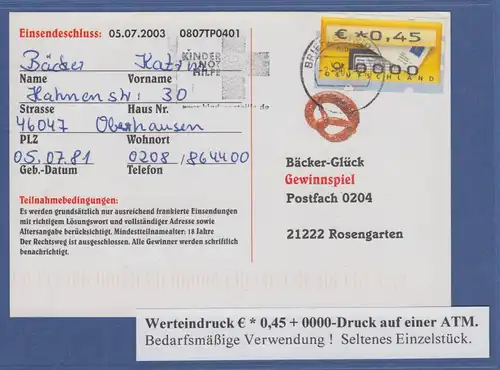 Deutschland ATM Mi.-Nr. 5.1 0000-Druck + Werteindruck als Bedarfsverwendung !