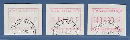 Finnland 1982 FRAMA-ATM Posthörner Mi.-Nr. 1.1 S1 Satz 90-110-120 ET-O HELSINKI