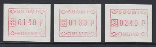 Finnland 1988 FRAMA-ATM Mi.-Nr. 3.2 b Satz 140-180-240 Farbe braunrot aus OA **