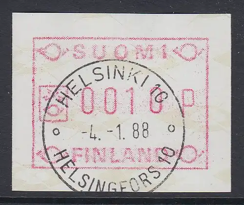 Finnland 1988 FRAMA-ATM Mi.-Nr. 3.2 c Wert 0010  Ersttags-O HELSINKI-10 4.1.88